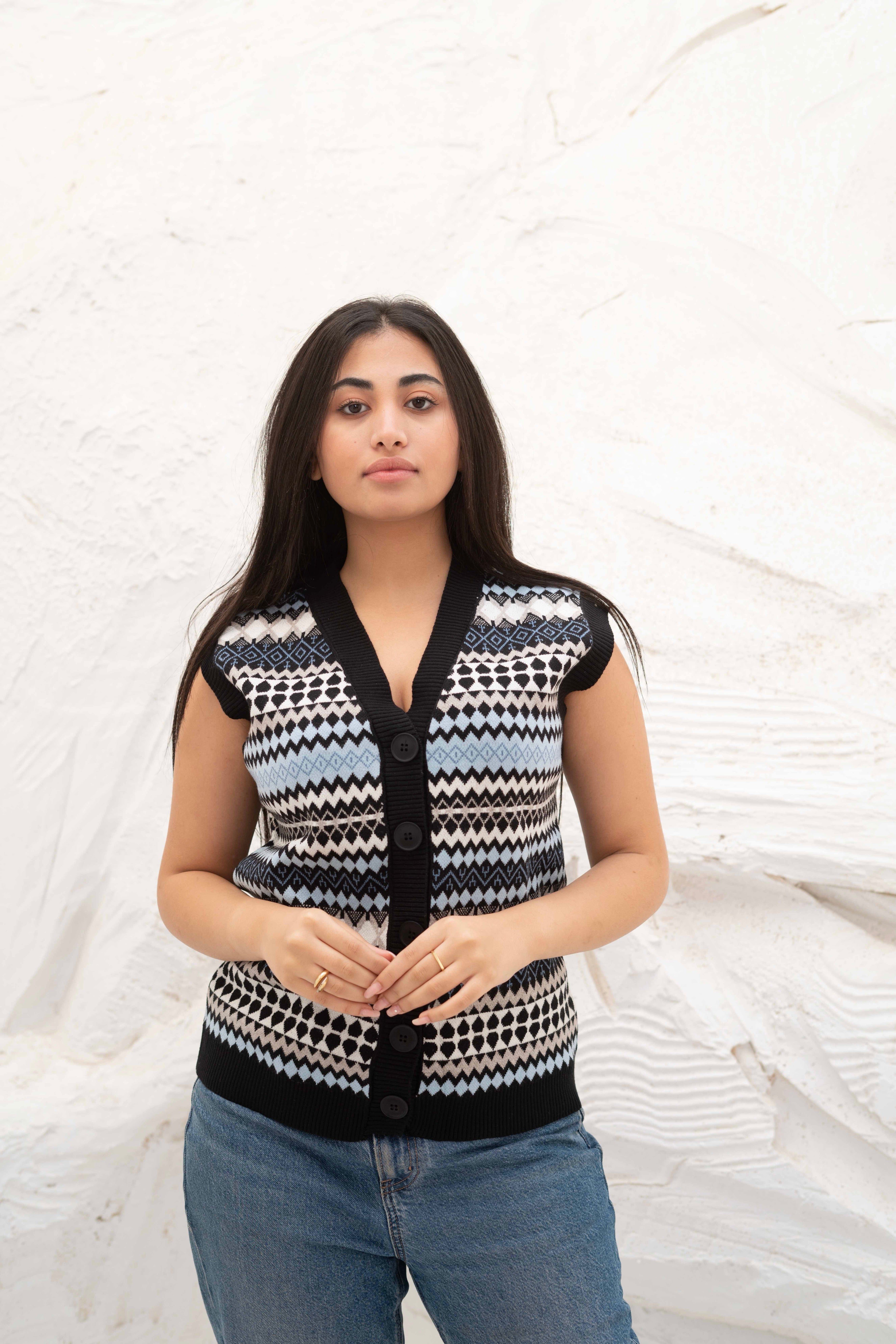 Nordic Patterned Sleeveless Vest